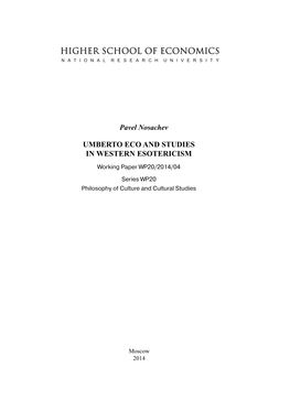 Umberto Eco and Studies in Western Esotericism