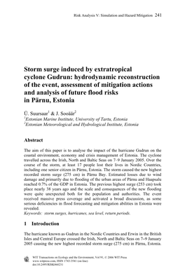 Storm Surge Induced by Extratropical Cyclone Gudrun