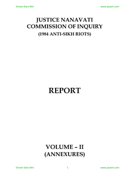 (1984 Anti-Sikh Riots) Report Volume