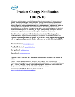 Product Change Notification 110289- 00