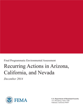 Final Programmatic Environmental Assessment Recurring Actions in Arizona, California, and Nevada December 2014