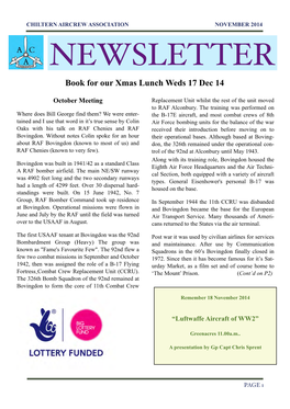 NEWSLETTER Book for Our Xmas Lunch Weds 17 Dec 14