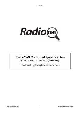 RTAG01 V1.0.0 DRAFT 7 (2015-06)! Bookmarking for Hybrid Radio Devices