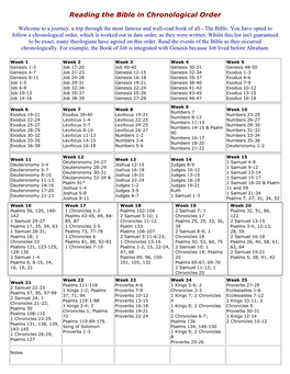 Reading the Bible in Chronological Order