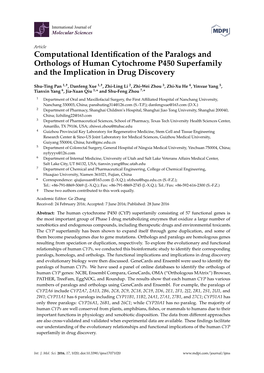 Computational Identification of the Paralogs and Orthologs of Human