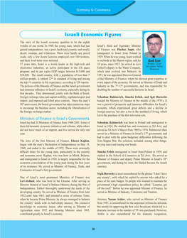 Israeli Economic Figures the Story of the Israeli Economy Qualiﬁes to Be the Eighth Wonder of Our World