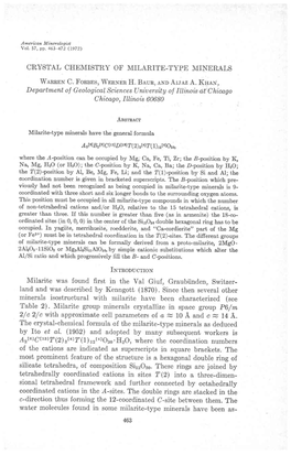 CRYSTAL CHEMISTRY of MILARITE-TYPE MINERALS Wennpx C