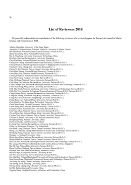 List of Reviewers 2018