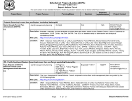 Schedule of Proposed Action (SOPA) 01/01/2017 to 03/31/2017 Sequoia National Forest This Report Contains the Best Available Information at the Time of Publication