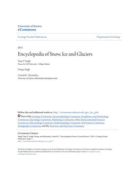 Encyclopedia of Snow, Ice and Glaciers Vijay P