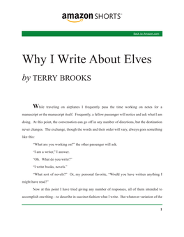 Why I Write About Elves by TERRY BROOKS