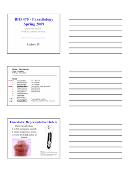 BIO 475 - Parasitology Spring 2009 Stephen M