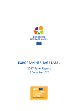 EUROPEAN HERITAGE LABEL 2017 Panel Report 5 December 2017