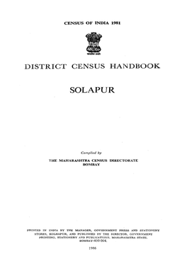 District Census Handbook, Solapur