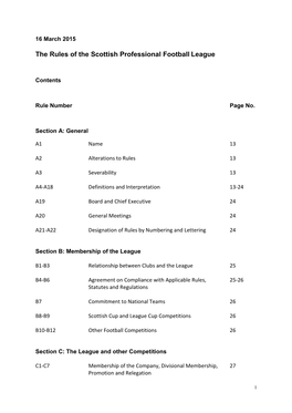 The Rules of the Scottish Professional Football League