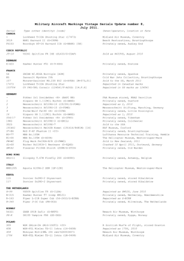 Military Aircraft Markings Vintage Serials Update Number 8, July 2011