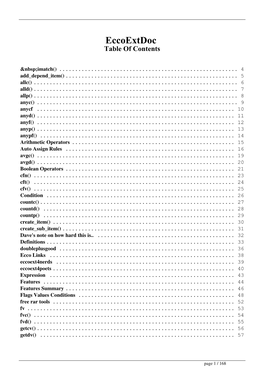 Eccoextdoc Table of Contents