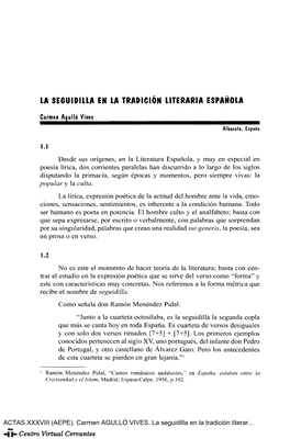 LA SEGUIDILLA EN LA Tradición LITERARIA ESPAÑOLA