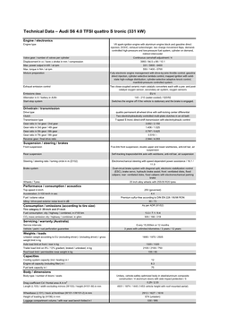 Technical Data – Audi S6 4.0 TFSI Quattro S Tronic (331 Kw)