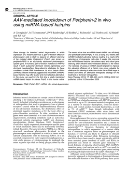 AAV-Mediated Knockdown of Peripherin-2 in Vivo Using Mirna-Based Hairpins