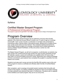 Master Sexpert Program Syllabus