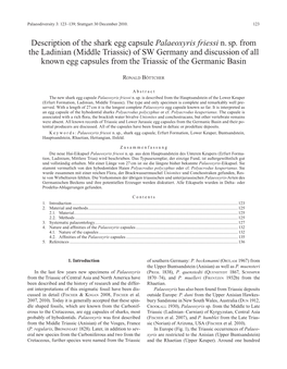 Description of the Shark Egg Capsule Palaeoxyris Friessi N. Sp. from the Ladinian