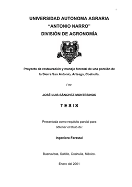 Universidad Autonoma Agraria “Antonio Narro” División De Agronomía