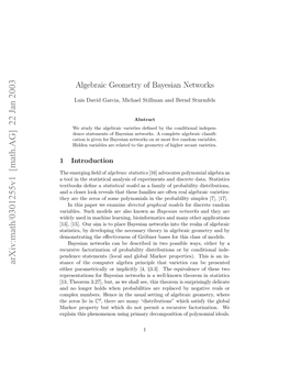 Algebraic Geometry of Bayesian Networks