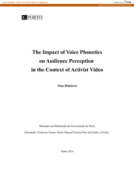 The Impact of Voice Phonetics on Audience Perception in the Context of Activist Video