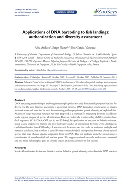 Applications of DNA Barcoding to Fish Landings: Authentication and Diversity Assessment