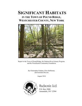 Significant Habitats in the Town of Pound Ridge, Westchester County, New York