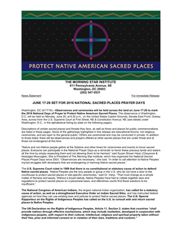Protect Sacred Places Or Site-Specific Ceremonies,” Said Dr