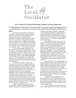 The Newsletter of Crawford Broadcasting Company Corporate Engineering