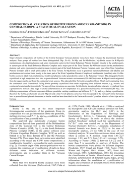 Compositional Variation of Biotite from Variscan Granitoids in Central Europe: a Statistical Evaluation