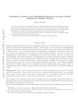 Universal Actions and Representations of Locally Finite Groups on Metric