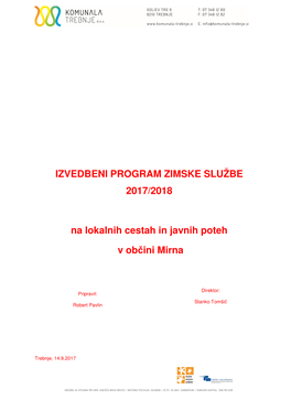 IZVEDBENI PROGRAM ZIMSKE SLUŽBE 2017/2018 Na Lokalnih