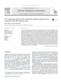 The Evolutionary History of the Embiotocid Surfperch Radiation Based on Genome-Wide RAD Sequence Data ⇑ Gary Longo , Giacomo Bernardi