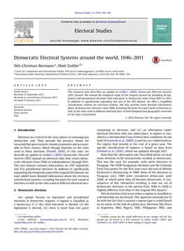 Democratic Electoral Systems Around the World, 1946-2011