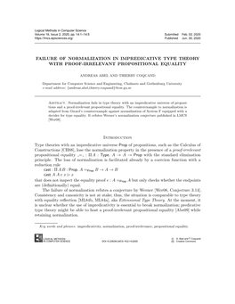 Failure of Normalization in Impredicative Type Theory with Proof-Irrelevant Propositional Equality