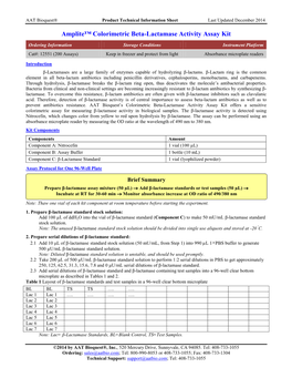 12551 Beta-Lactamase Assay Absorbance