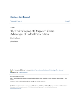 Advantages of Federal Prosecution John C