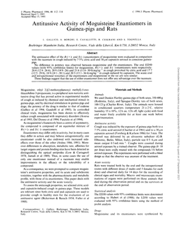 Antitussive Activity of Moguisteine Enantiomers in Guineapigs and Rats