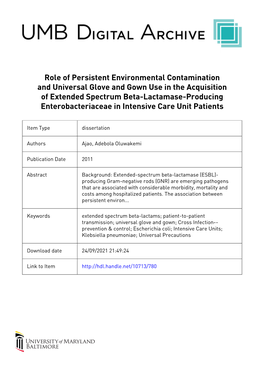 Role of Persistent Environmental