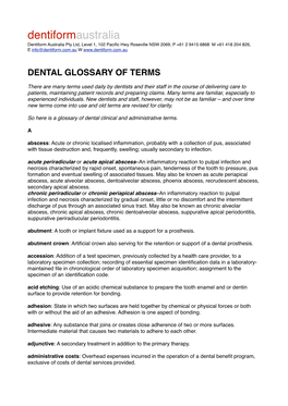 Dental Glossary of Terms