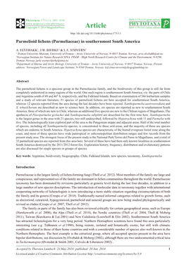 Parmelioid Lichens (Parmeliaceae) in Southernmost South America