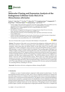 Molecular Cloning and Expression Analysis of the Endogenous Cellulase Gene Macel1 in Monochamus Alternatus