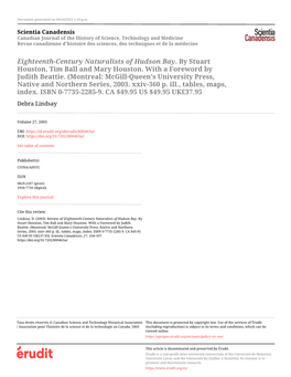 Eighteenth-Century Naturalists of Hudson Bay. by Stuart Houston, Tim Ball and Mary Houston. with a Foreword by Judith Beattie
