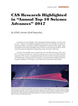 “Annual Top 10 Science Advances” 2017