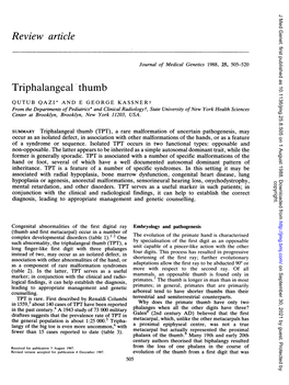 Review Article Triphalangeal Thumb