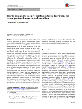 How to Point and to Interpret Pointing Gestures? Instructions Can Reduce Pointer–Observer Misunderstandings